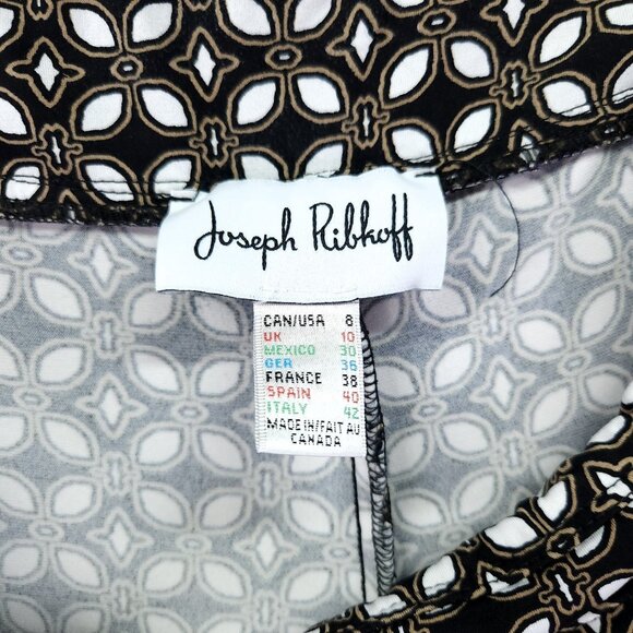Joseph Ribkoff Pants Womens 8 Black White Print Wide Leg Pull On Dressy - Picture 6 of 11